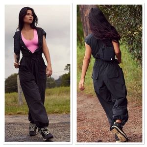 Free People Movement Fly By Night Jumpsuit Sz:S Black